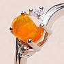 Silver ring with orange opal and zircons Ag 925 026295 OROP