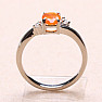 Silver ring with orange opal and zircons Ag 925 026295 OROP