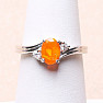 Silver ring with orange opal and zircons Ag 925 026295 OROP