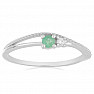 Silver ring with cut emerald and zircon Ag 925 031121 EM