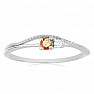 Silver ring with cut orange sapphire and zircon Ag 925 031121 OS