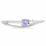 Silver ring with cut tanzanite and zircon Ag 925 031121 TZ