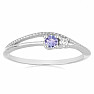 Silver ring with cut tanzanite and zircon Ag 925 031121 TZ