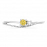 Silver ring with cut yellow sapphire and zircon Ag 925 031121 YS