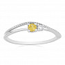 Silver ring with cut yellow sapphire and zircon Ag 925 031121 YS