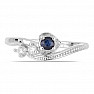 Silver ring with blue sapphire and zircons Ag 925 031131 SAF