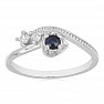 Silver ring with blue sapphire and zircons Ag 925 031131 SAF