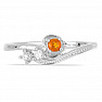 Silver ring with cut orange kyanite and zircons Ag 925 031131 ORK