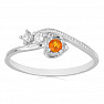 Silver ring with cut orange kyanite and zircons Ag 925 031131 ORK