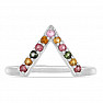 Silver ring with cut multicolored tourmalines Ag 925 034710 MT