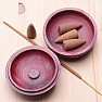 Stand Bowl red with flowers on incense sticks