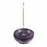 Stand Purple bowl with flowers on incense sticks