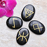 Wicca set of black basalt stones with celtic symbols