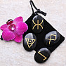 Wicca set of black basalt stones with celtic symbols