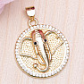 Pendant Circle with cubic zirconia elephant