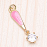 Pendant Drop cubic zirconia and pink enamel