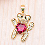 Bear pendant with red cubic zirconia heart